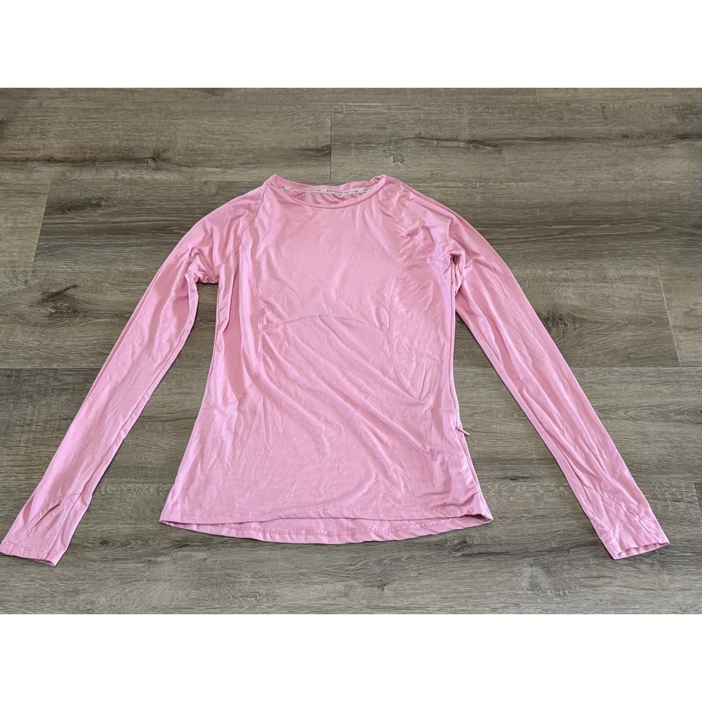 Spyder Active Womens Pink Striped Long Sleeve Performance Top Small Thumbholes